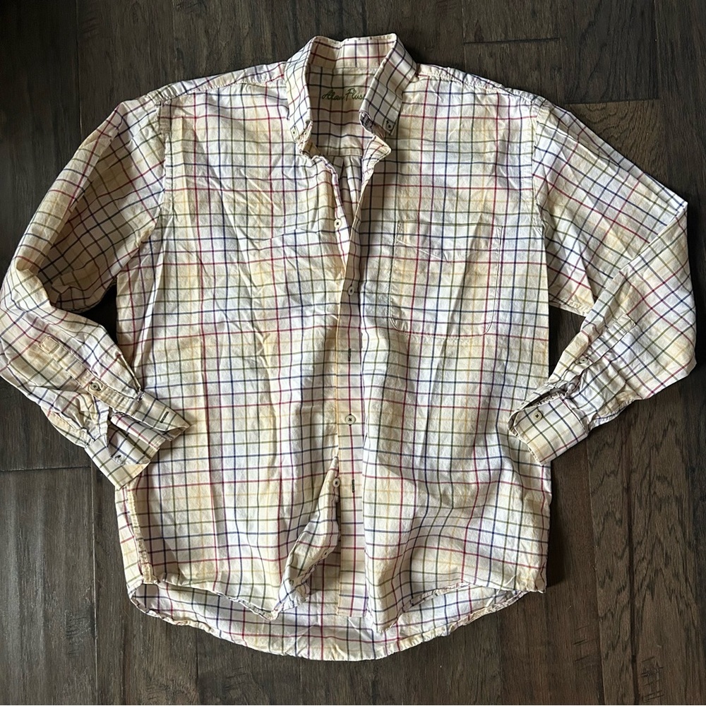 Alan Flusser Multicolor Check Button Down Shirt Unisex Mens L